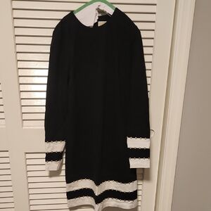 Michael KORS Black Dress with White Trim & Gold Studs